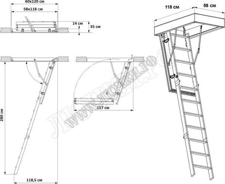 Чердачная лестница Fakro LMS Metall 600*1200*2800 Чердачная лестница Fakro LMS Metall 600*1200*2800
