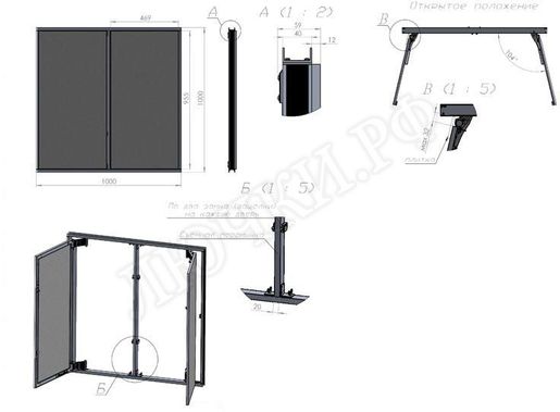 Люк под плитку Нажимной Секрет-Лайт 2 створки 870*500 Люк под плитку Нажимной Секрет-Лайт 2 створки 870*500