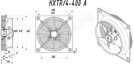 Вытяжной вентилятор HXTR 4-400-A Вытяжной вентилятор HXTR 4-400-A